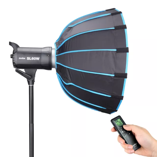 Godox SL60W 5600K Studio Kontinuierliche LED-Videoleuchte Lampe +60cm Softbox DE