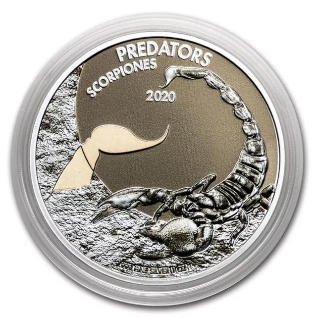 1 Oz Silver Coin 2020 20 Fran CFA Congo Colorized Predators Scorpiones Scorpion