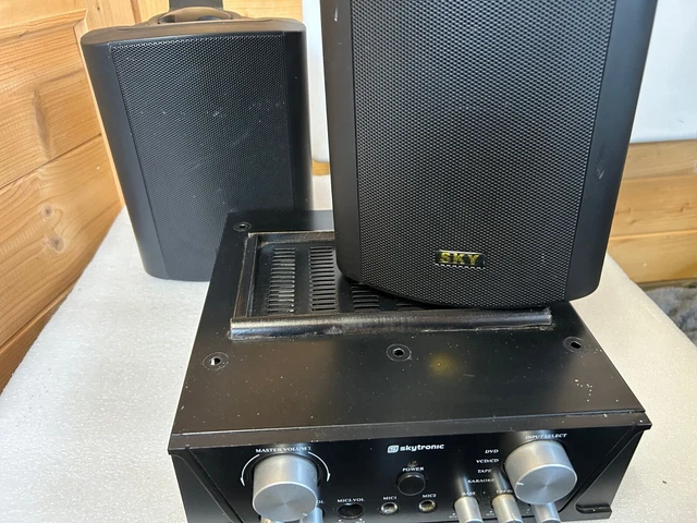 SMALL BACKGROUND MUSIC system sky speakers and mixer amp £19.99 ...