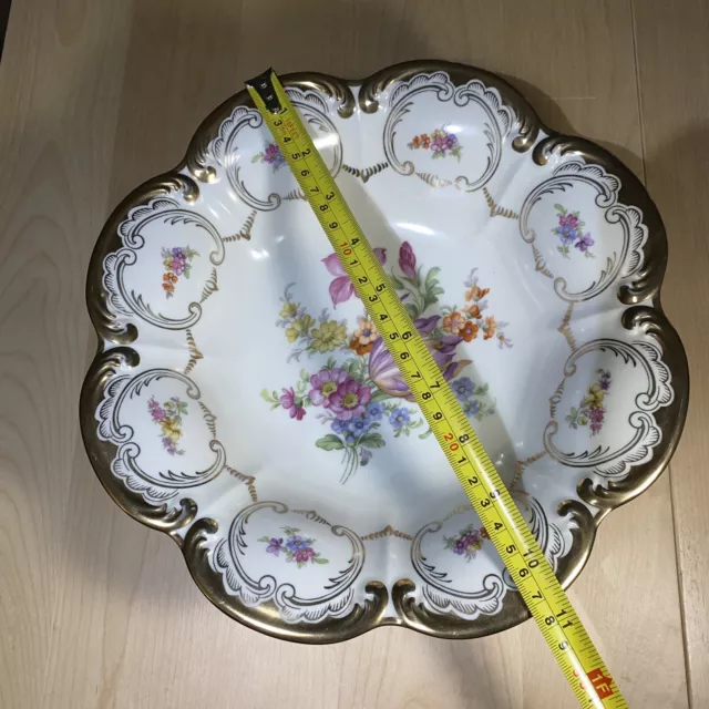 P.T. Bavaria Tirschenreuth Germany 10.5” in Pink Roses Serving Bowl Dish 2