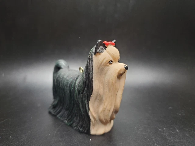 Yorkshire Terrier With Red Bow Figurine Dog Ornament