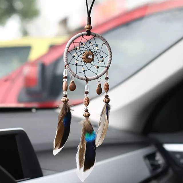 Traumfänger Dreamcatcher mit Federn Wandbehang Boho Deko für Auto Schlafzimmer