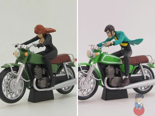 rare box lupin & model bike figure pvc lupin III green bike