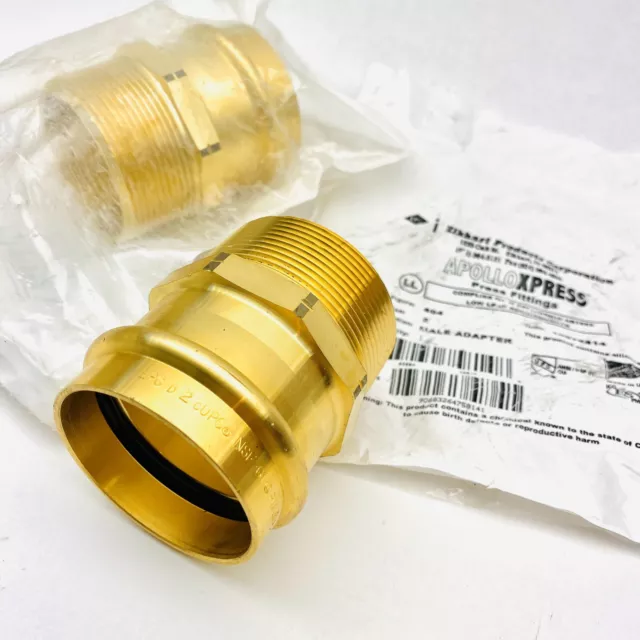 Lot Of 2 Elkhart Apollo Xpress Fittings 10075814, 804, 2" Brass Male Adapter