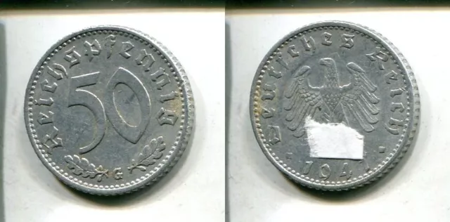 DRITTES REICH 1941 G - 50 Reichspfennig in Alu, ss+