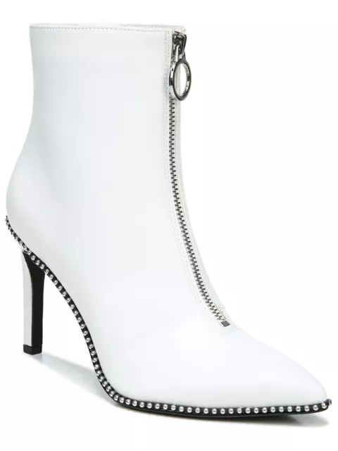 BAR III WOMENS White Ball Chain Front Zip Ring Briget Stiletto Booties ...