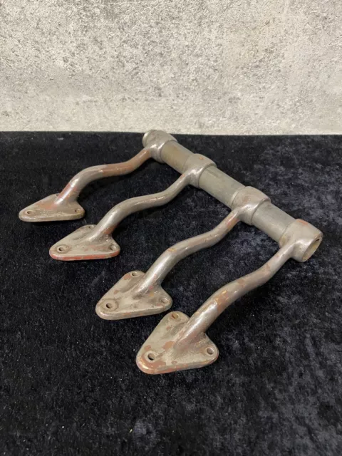 Vintage Railing Brackets Nickel Plated Brass Pipe Holders Industrial Salvage (4)