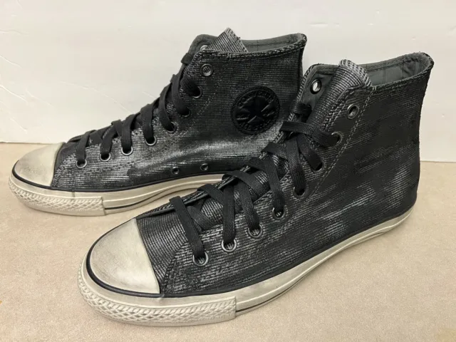 Mens 9 - Converse x John Varvatos Silver Black Leather Hi Top Sneaker - 150175C