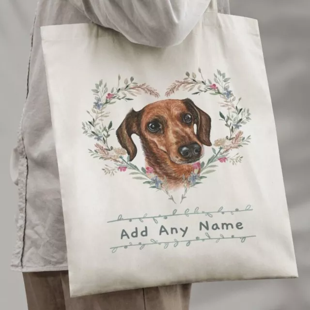 Personalised Dachshund Dog Cotton Tote Bag - Add A Name