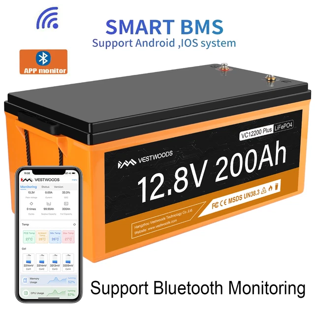12V 200Ah Lithium Iron Battery LiFePO4 Deep Cycle For Solar RV Camping Marine