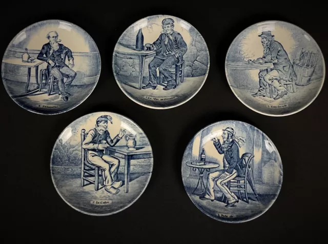 Ensemble de 5 anciennes petites assiettes "Delfts" By Boch Belgium