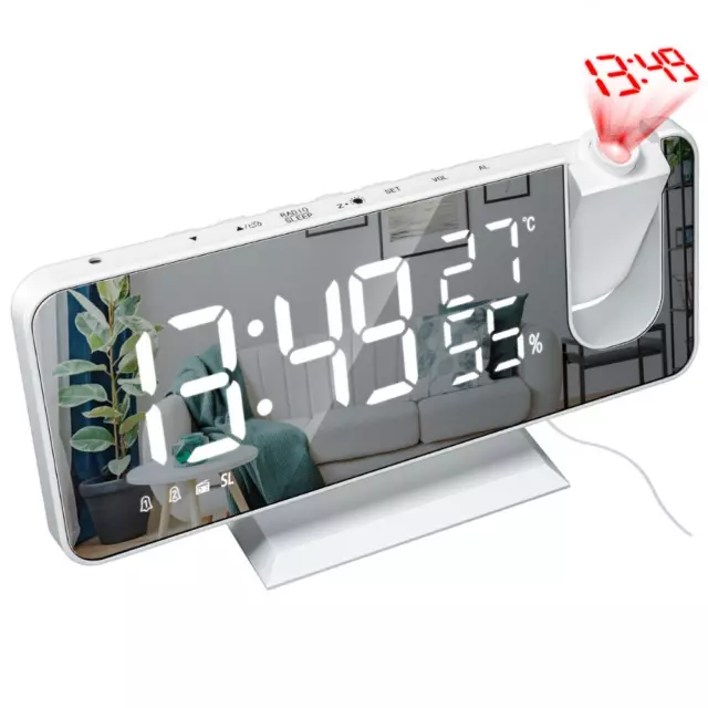 Réveil Projecteur Plafond LED Numérique Alarme Radio Montre Températur Décoratif