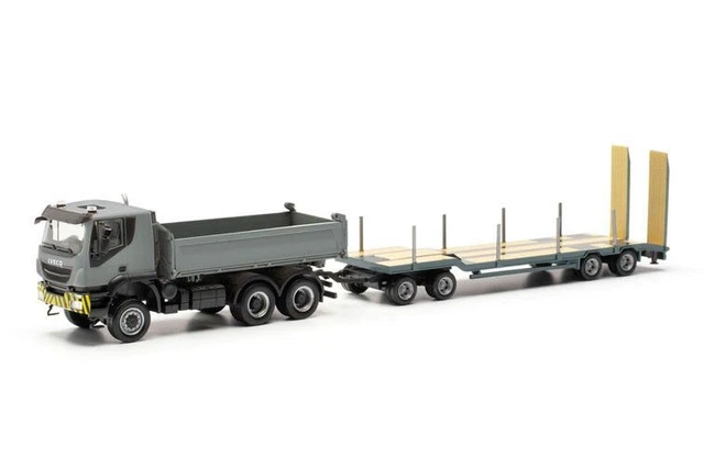 Herpa MiniKit – Camion Iveco Trakker Meiller Benne – Modèle à Monter Sans Colle – 1/87 – Dès 14 Ans