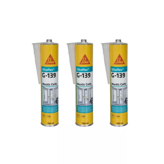 Lot de 3 mastic-colle à prise rapide SIKA Sikaflex G 139 - Blanc - 300ml