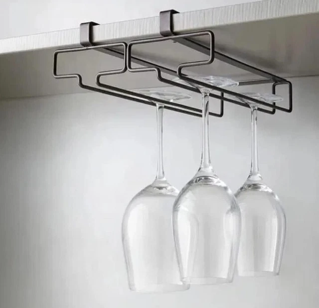 2 Packs Wine Glass Holders Hanging Under Shelf Cabinet Wine Glass Rack Stemware