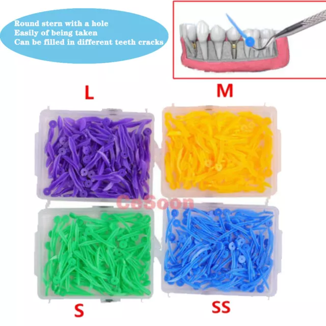 400Pcs/Set Dental Plastic Poly Wedges With Holes Wave 4 Colors 4 Size Disposable