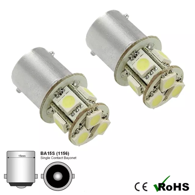 2x 6V 6 VOLT 8 SMD 5050 LED GLBBIRNEN GLB205 BA15S 5W POSITIVE ERDE NEGATIVE ERDE