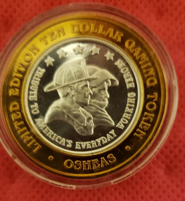OSHEAS CASINO $10 Gaming Token Limited Edition/.999 Fine Silver Everyday Heroes