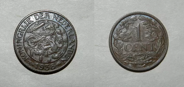 Netherlands 1 Cent 1938 - Ef