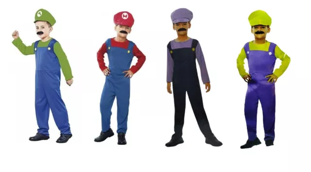 Carnevale Halloween Vestito Costume Tipo Supermario E Luigi Bambino Cosplay