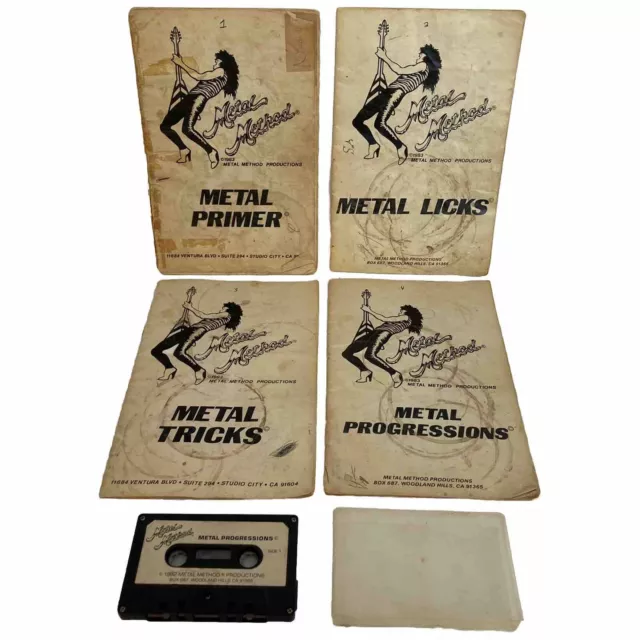 Vtg 80s Metal Method Lot of 4 Guitar Instruction Booklets w/ Cassette Tape 1983
