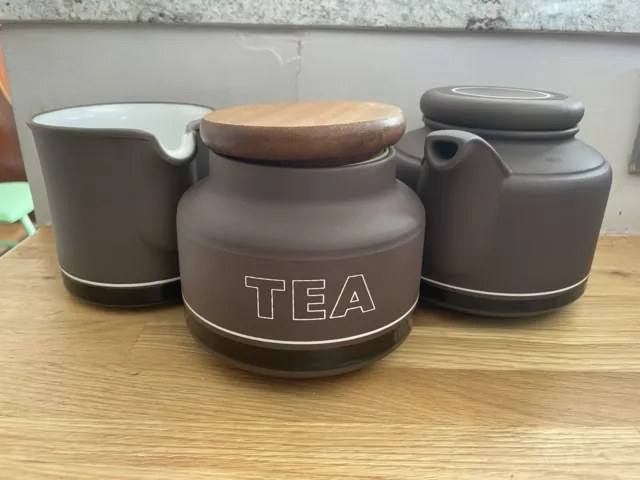 Retro Hornsea Contrast Tea pot milk jug and tea canister Vintage