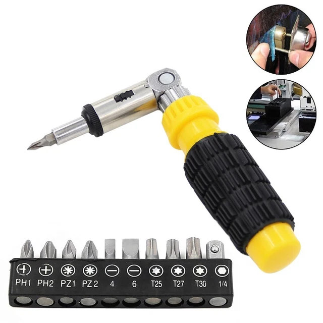 RATCHET SCREWDRIVER WITH Screwdrive- Bits Reversible Ratchet Forward ...