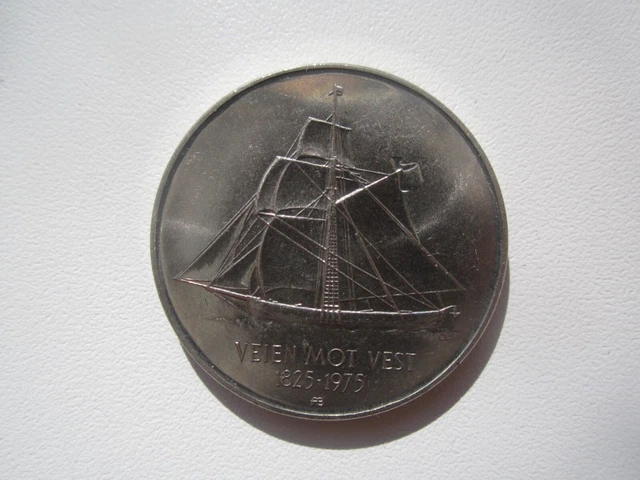1975 NORWAY 5 KRONER 150th ANNIVERSARY-IMMIGRATION TO AMERICA
