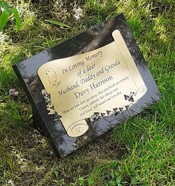Placca memoriale in granito nero personalizzata lapide tomba cimitero tomba