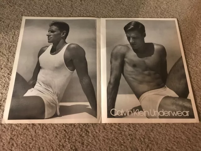 VINTAGE 1980S CALVIN KLEIN UNDERWEAR Poster Print Ad SHIRTLESS