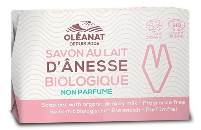 Savon au lait d'anesse biologique sans parfum- 100 g. Fabriqué en France.