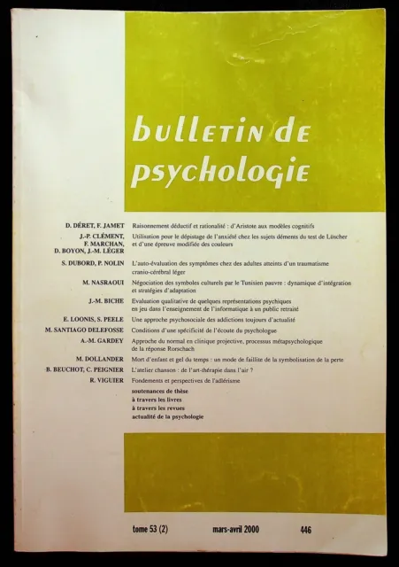 Bulletin de psychologie n°446 Tome 53 (2) mars-avril 2000