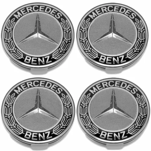 ☆ 4 LOGO EMBLÈME MERCEDES NOIR  75 mm caches moyeu jante, centre de roue ☆