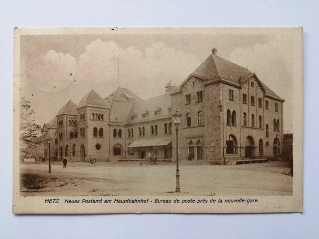 Cpa Metz - Post Office Near New Station New Post Office Am