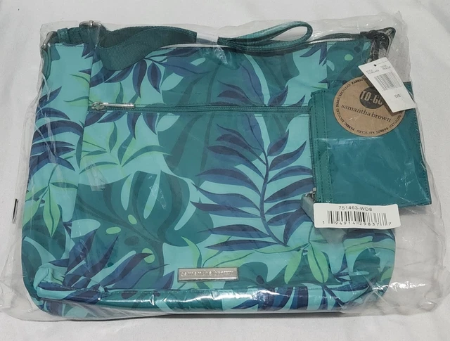 Samantha Brown To-Go Zip-Front Crossbody Palm Leaf NWT 6