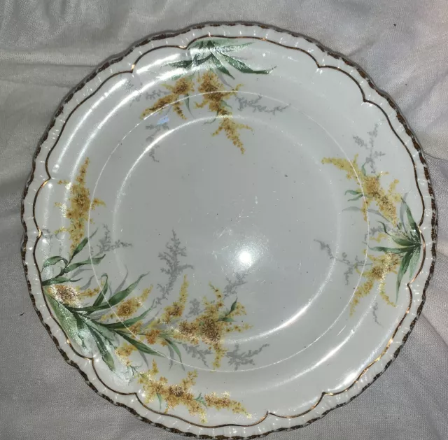 Set Of 4 John Maddock Sons Royal Vitreous England Yellow Floral Design Gold Trim