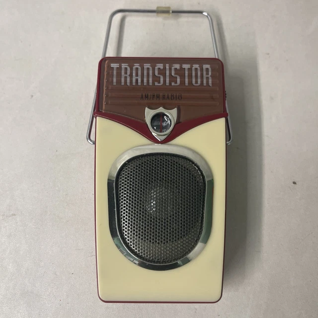 RETRO 1960S STYLE PORTABLE BEACH BOY TRANSISTOR AM/FM RADIO RED CREAM ...
