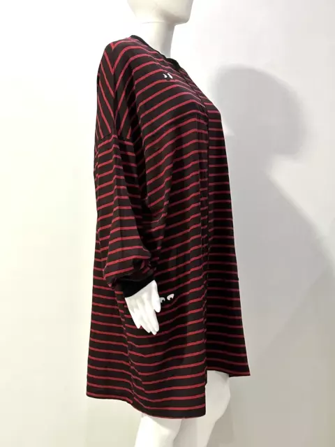 MCQ ALEXANDER McQUEEN STRIPED LONG SLEEVED OVERSIZED DRESS BLACK/RED SIZE XS 3