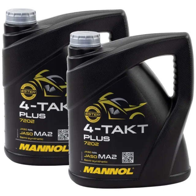 Mannol 4-Takt Plus Api Sl SAE 10W-40 Parte Sintético 2x 4 Litro Moto Scooter 2