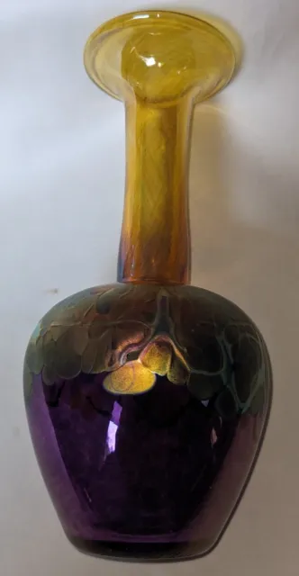 Beautiful Robert Held handmade art glass vase, signed 7- 1/2" Inches Gold