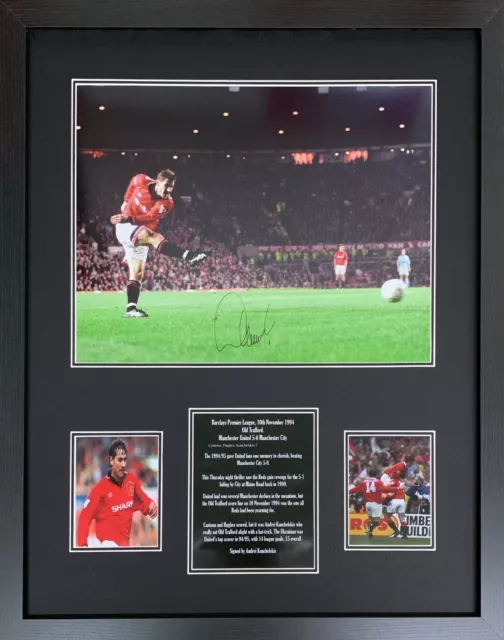 Framed Andrei Kanchelskis Signed Manchester United Football Photograph Proof Coa