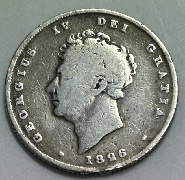 1826 George Iv Sterling Silver Sixpence Coin