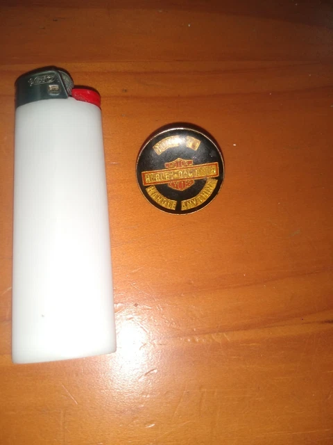 "built to handle anything" Harley pin vintage 70s biker collectible HD