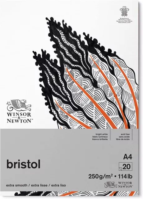 Winsor & Newton Bristol Board Pad - 250 g/m - 20 Blatt - A4 oder A3 NEU