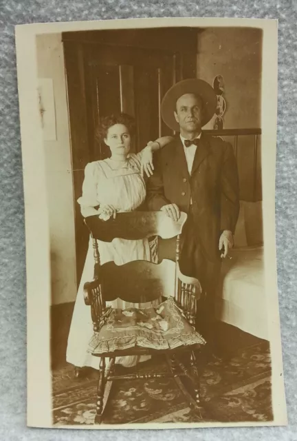AZO Real Photo Postcard RPPC Taboo May December Couple Romance Marriage ca 1910