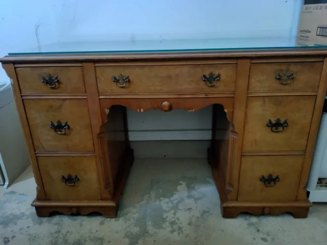 Antique Tiger Maple Kneehole Desk