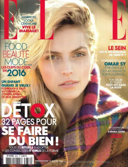 Elle N º 3656 15/01/2016 Karlina Caune / David Bowie / Especial Detox / Omar Sy