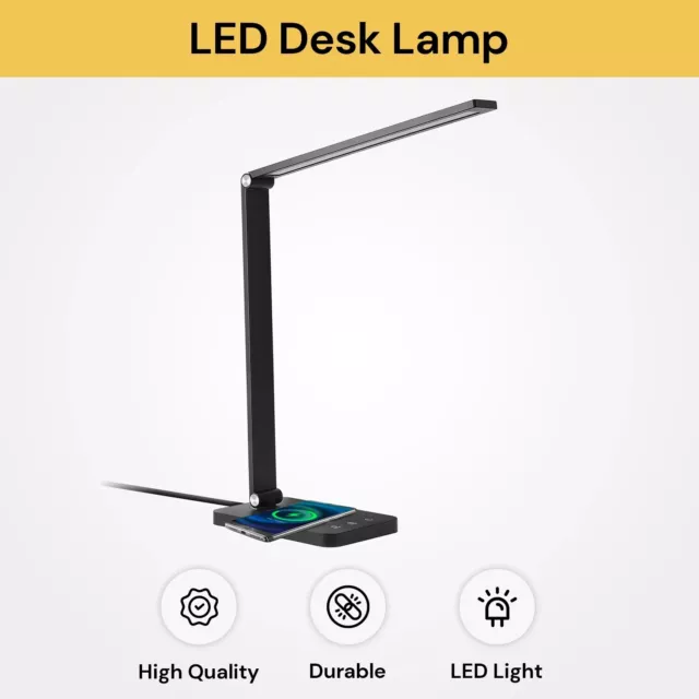 LED Desk Lamp Study Touch Bedside Dimmable Reading Table Night Light USB Ports