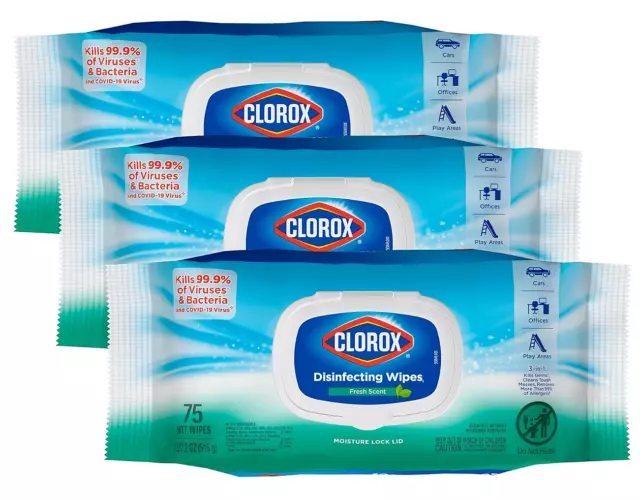 Clorox Disinfecting Wipes, Bleach Free Cleaning Wipes, Fresh Scent Pack of 3