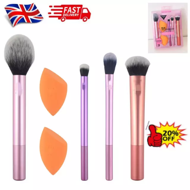 New Real Techniques Makeup Brushes Set Sponges Puff Blender Smooth Foundation